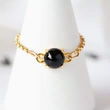 オニキス カボションチェーンリング　ゴールド onyx Rings