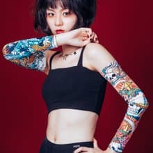【MEGA COOUV】 防曬涼感圖騰袖套-骷顱玫瑰-不分尺寸-一雙2入