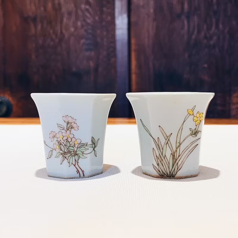 不言美器 古韻 釉中彩 八方步杯