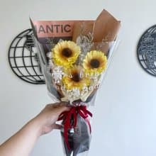 芮米有花_畢業向日葵花束 乾燥花 韓式花束