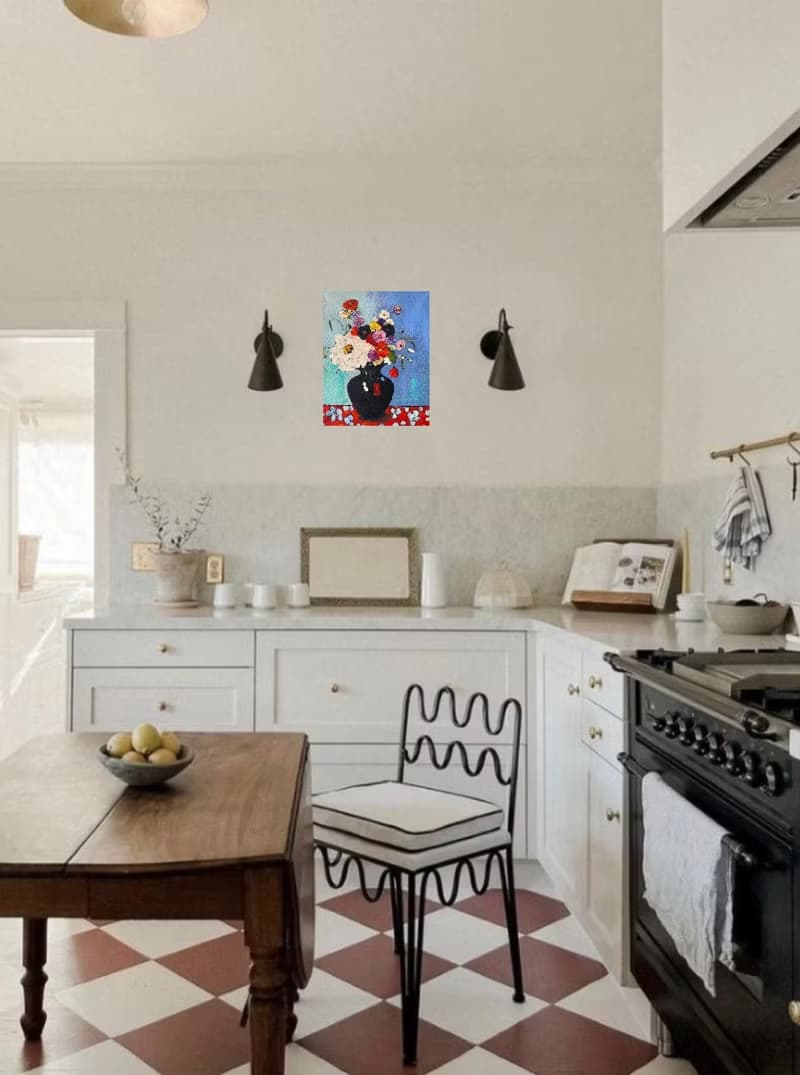 鮮花花束畫原創布面油畫野獸派馬蒂斯啟發