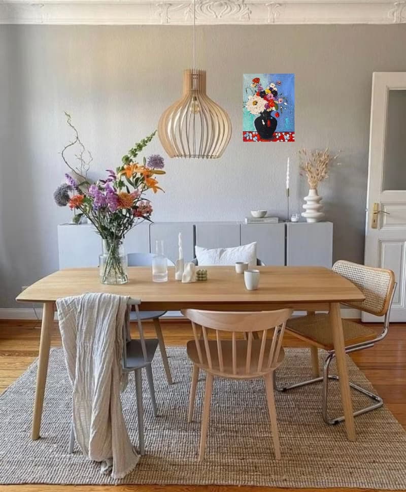 鮮花花束畫原創布面油畫野獸派馬蒂斯啟發