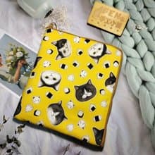 貓咪系列-韓國限量布芥末黃飯糰貓L型拉鍊袋加鋪棉-電子書保護套-