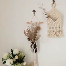 Macrame 森林 原木 編織 植物 乾燥花 吊籃 吊飾