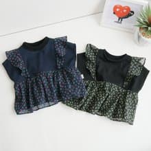 子供服　小花柄フリルTシャツ