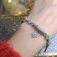 |轉好運•補五行|夢幻馬卡龍彩虹多寶盤纏|緬甸A貨翡翠純銀手鏈