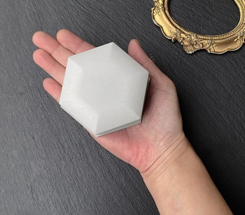 簡約手作灰色幾何水泥飾品盒 收納盒 收納飾品 生日 情人節禮物