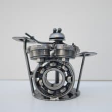 Frog play Drum Scrap Metal Sculpture, Gift For Anniversary, Welding Sculpture