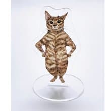 有沒有在好好工作/貓咪打氣壓克力立牌-虎斑插腰款