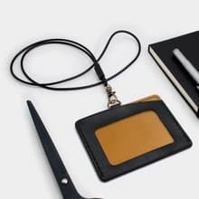 RENEW - 橫式證件套、卡套 黑+棕 植鞣革 手作 手縫