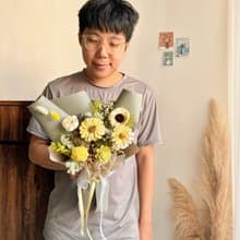 寧靜黃 太陽花乾燥花束 畢業花束
