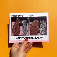 Greeting Card - Love Includes More Chores Than I Expected Funny Cat Anniversary