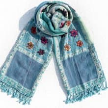 喀什米爾Cashmere刺繡羊毛披肩 針織圍巾 刺繡圍巾 克什米爾-花朵