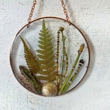 生日禮物 乾花 蕨類 壓花 Pressed flower frame with ferns / Green wall hanging
