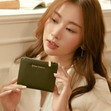 【金安德森】Evelyn 牛皮釦式短夾-苔墨綠