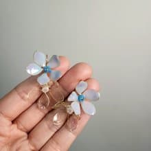 藍星花•耳飾•耳鈎【The Contrast系列】沾浸藝術