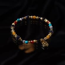 生命微小之美 // C1554藍金沙綠松石黃玉手鍊