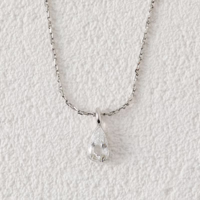 drop zirconia necklace SV ニッケルフリーネックレス キュービックジルコニア　しずく型　ドロップ　シルバー　ロジウム