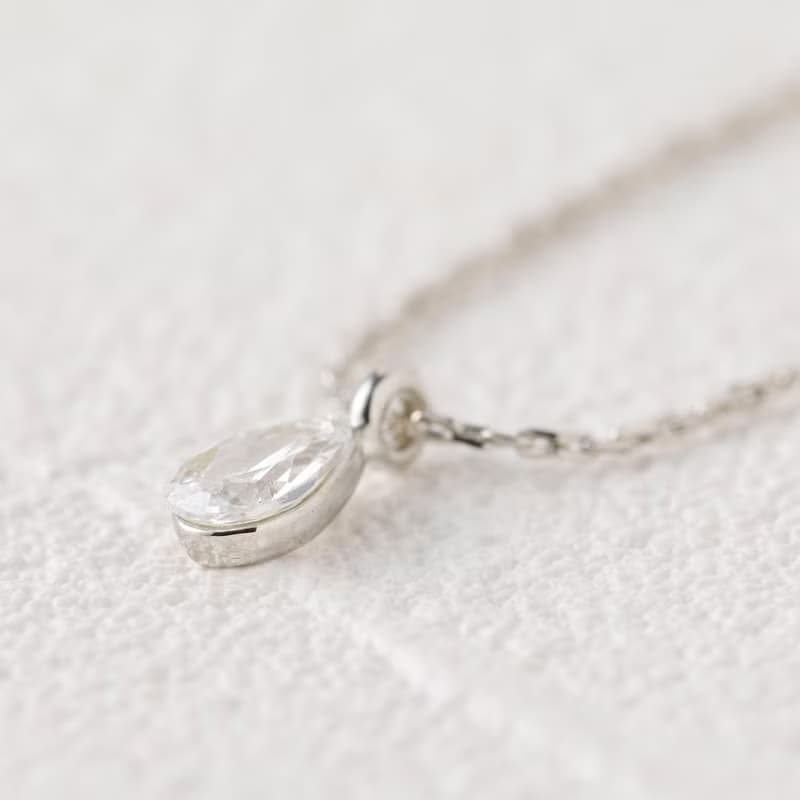drop zirconia necklace SV ニッケルフリーネックレス キュービックジルコニア　しずく型　ドロップ　シルバー　ロジウム