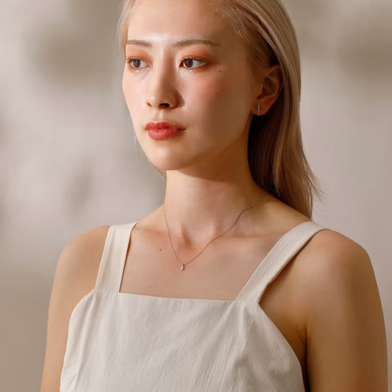 drop zirconia necklace SV ニッケルフリーネックレス キュービックジルコニア　しずく型　ドロップ　シルバー　ロジウム