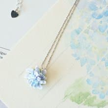 萬華鏡 繡球花 純銀頸鍊 藍/紫藍 2色 人手染色編織花 細工微鉤