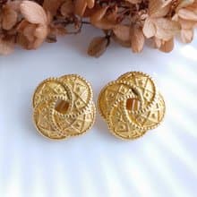 Vintage Jewelry 西洋古董飾品 啞光 經典圖紋 夾式耳環