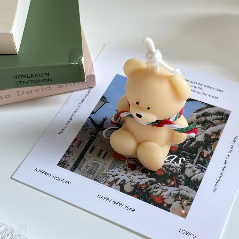 【聖誕系列】圍巾小熊 香氛蠟燭 聖誕禮物 交換禮物