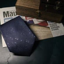 深藍色燙銀小碎花暗紋領帶真絲浪漫necktie