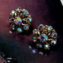 vintage jewelry 璀璨疊綴極光萊茵 夾式耳環