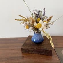 中式小盆花 乾燥花 小花束 桌上盆花 迷你陶器  禮盒