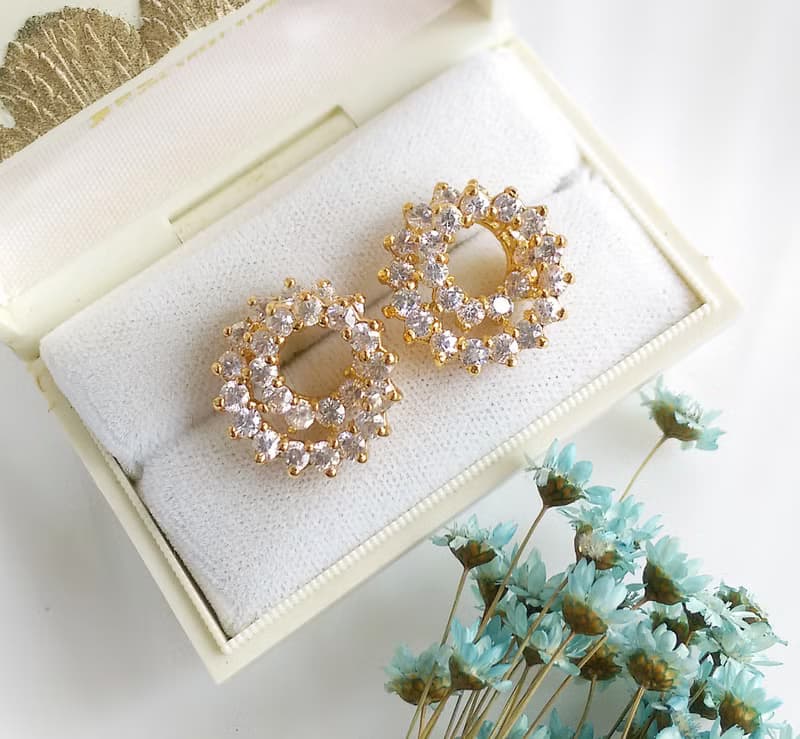 Vintage Jewelry 西洋古董飾品 都會風 捲捲鑽 知性 針式耳環