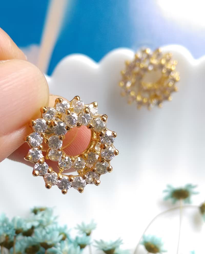 Vintage Jewelry 西洋古董飾品 都會風 捲捲鑽 知性 針式耳環