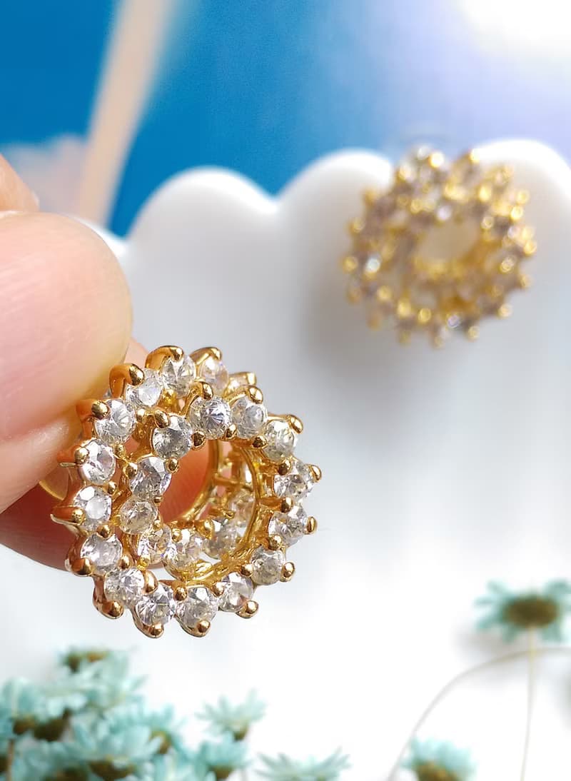 Vintage Jewelry 西洋古董飾品 都會風 捲捲鑽 知性 針式耳環