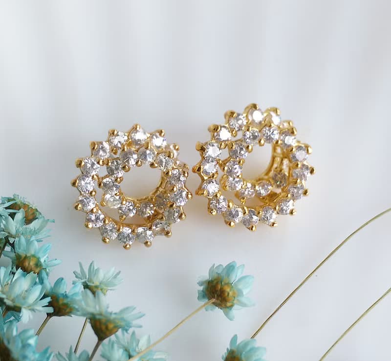Vintage Jewelry 西洋古董飾品 都會風 捲捲鑽 知性 針式耳環