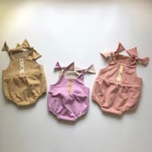 【現貨】小小蕾蒂的早茶時光 | 雙面無袖綁帶蝴蝶結包屁連身褲