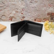 9卡1照-馬鬃紋-左右翻活頁牛皮短夾28806(黑色)