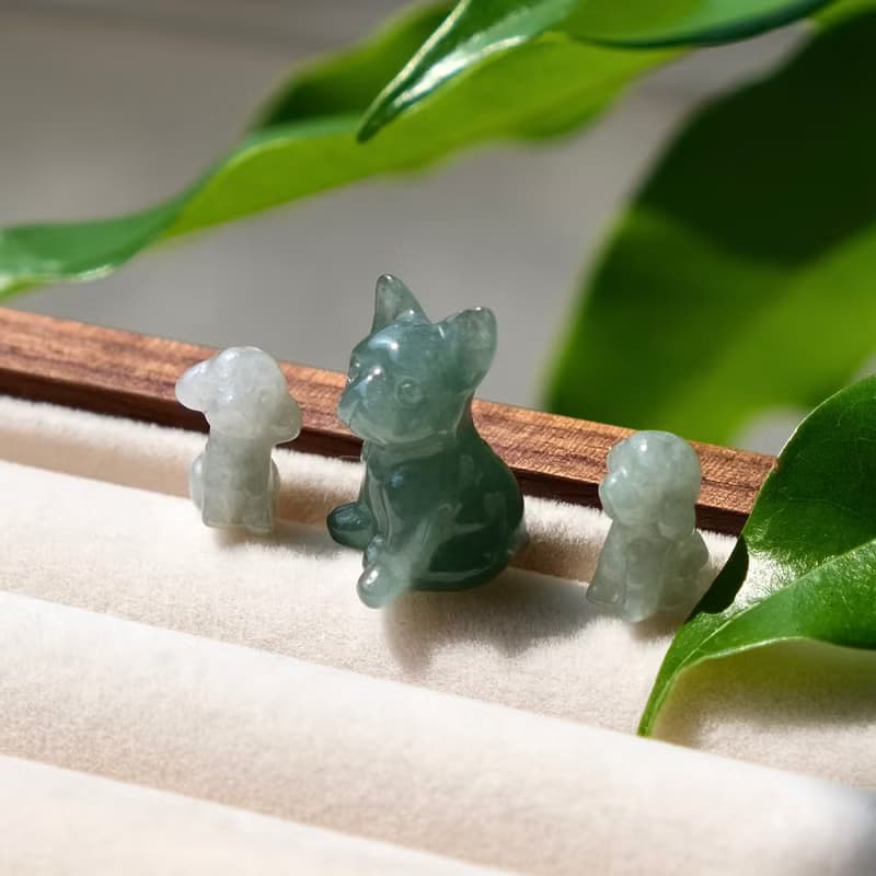 翡翠小狗吊墜 天然緬甸翡翠A貨 18K包金 掛墜 玉 冰種翡翠 送禮