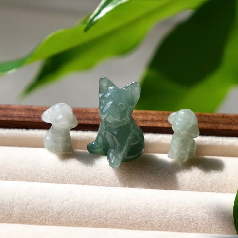 翡翠小狗吊墜 天然緬甸翡翠A貨 18K包金 掛墜 玉 冰種翡翠 送禮
