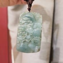 【親翠】天然翡翠 滿綠山水牌多木包掛/車掛/吊飾  畢業禮物