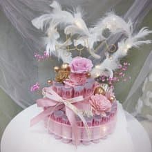 心之飛翔雙層有錢花蛋糕/有錢花蛋糕/永生花/週年禮物/鈔票蛋糕