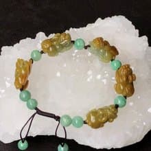 快速出貨 天然翡翠手鍊 招財貔貅手鍊 五福臨門 黃翡 免費開光
