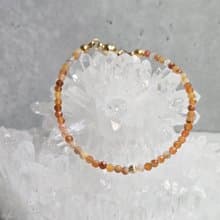 【日本製】ブランデーオパールの14kgf 細身ブレスレット　不器用さんでも安心、ストレスゼロのワンタッチ装着