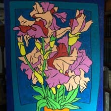 Pink Irises Original Oil Painting by Vadym Mykhalchuk Still Life Wall Art