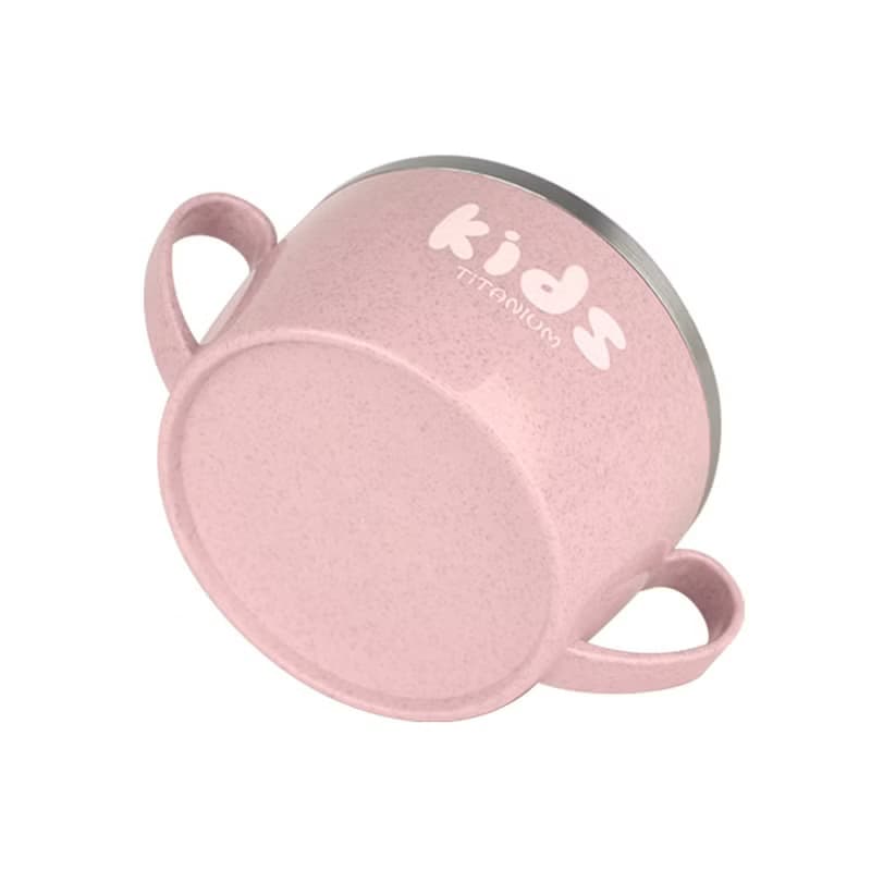 【純鈦微瑕商品】密封雙手柄碗-大-450ml-粉