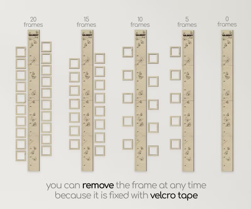 Picture frame for Wooden Kids growth Ruler | Photo frames for height chart