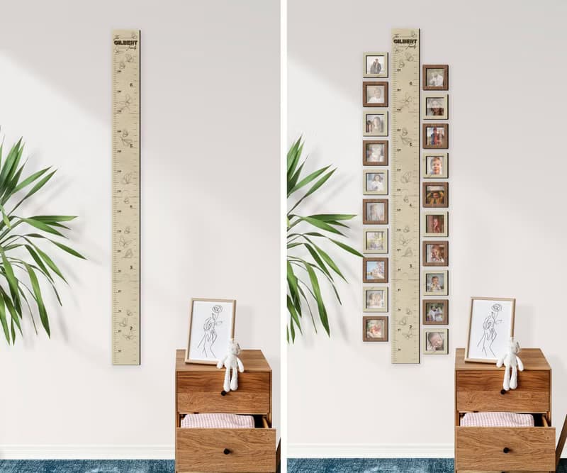 Picture frame for Wooden Kids growth Ruler | Photo frames for height chart