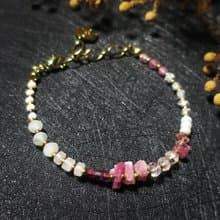 VIIART。花海。水晶碧璽月光石古著金手鍊