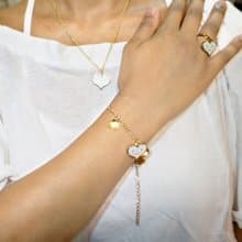 心夢手作飾品系列 - 白色金屬微笑愛心項鍊.手鍊.戒指一套