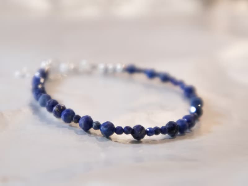 青金石- 十二月 誕生石 925 SILVER切面青金石2.5mm- 細緻手鏈gf