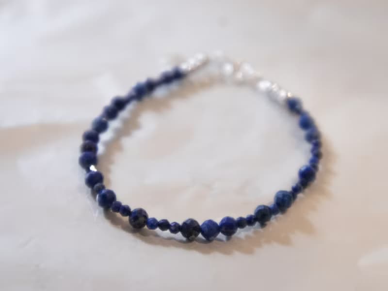 青金石- 十二月 誕生石 925 SILVER切面青金石2.5mm- 細緻手鏈gf